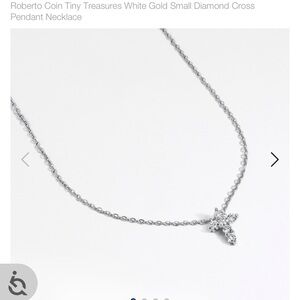 Roberto Coin Tiny Treasures White Gold Diamond Cross Necklace